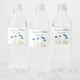 Rótulo De Garrafa De Vinho Cornflower Flores Selvagens Flores Watercolor Casa