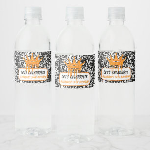 Rótulo De Garrafa De Vinho Coroa de Grafite Laranja Vamos Celebrar Aniversári