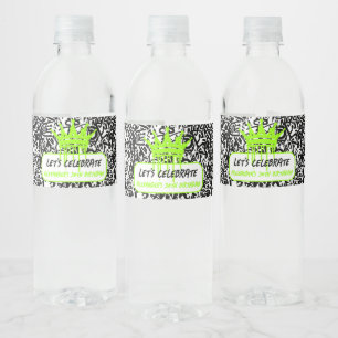 Rótulo De Garrafa De Vinho Coroa de Grafite Verde Vamos Celebrar Aniversário