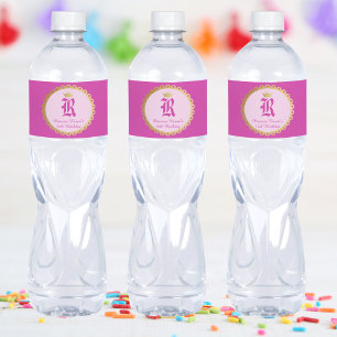 Rótulo De Garrafa De Vinho Coroa Rosa Princesa Menina Aniversário