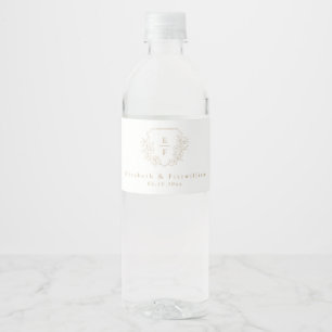 Rótulo De Garrafa De Vinho Crista de Monograma de Flor de Cerejeira em Ouro S