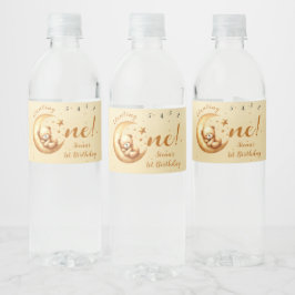 Rótulo De Garrafa De Vinho Cute Bear Sleep On The Moon 1st Birthday