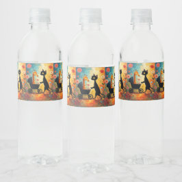 Rótulo De Garrafa De Vinho Cute Cat Giraffe Water Bottle Label