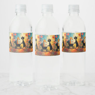 Rótulo De Garrafa De Vinho Cute Cat Giraffe Water Bottle Label