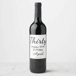 Rótulo de garrafa de vinho de aniversário de 30 an
