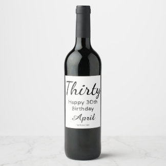 Rótulo de garrafa de vinho de aniversário de 30 an