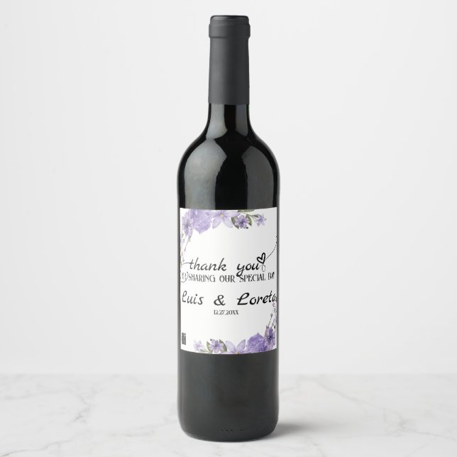 Rótulo de Garrafa de Vinho de Casamento de Escritu (Frente)