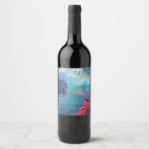Rótulo de Garrafa de Vinho de Kayaking Northshore