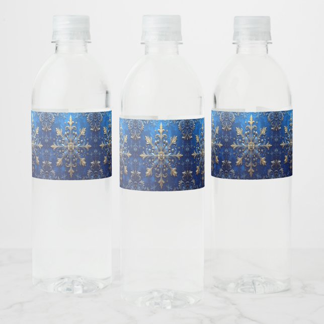 Rótulo De Garrafa De Vinho Decoração Azul de Feriado (Garrafas)