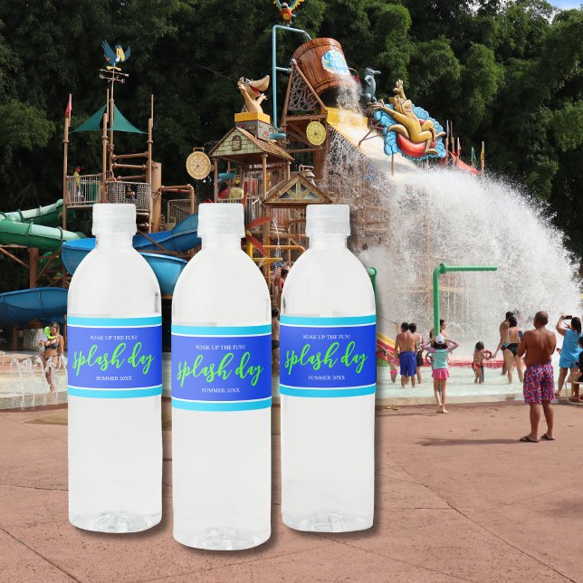 Rótulo De Garrafa De Vinho Descubra o Diversão do Verão Verde Azul Neon (Criador carregado)