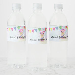 Rótulo De Garrafa De Vinho design de feliz aniversário personalizado Llama d