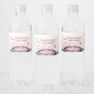 Rótulo De Garrafa De Vinho Dia das Bruxas Rosa É um Chá de fraldas para Menin