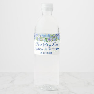 Rótulo De Garrafa De Vinho Dia floral dos Hydrangeas azuis da aguarela melhor