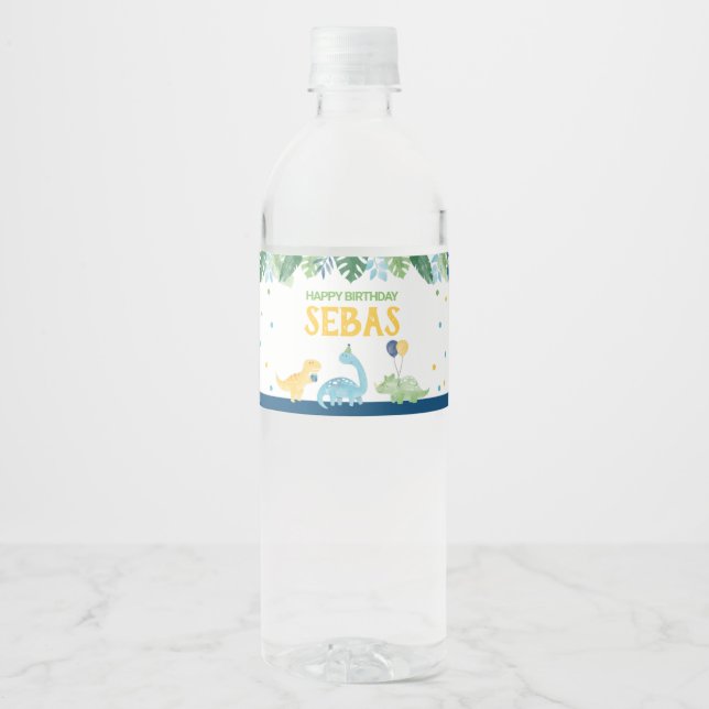 Rótulo De Garrafa De Vinho Dinossaur Birthday (Frente)