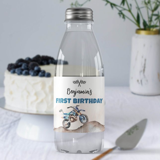 Rótulo De Garrafa De Vinho Dirt Bike Boy Birthday Party Water Bottle Labels (Criador carregado)