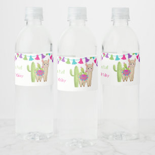Rótulo De Garrafa De Vinho Diversão Completa de Llama Rosa Roxo Cactus Aniver