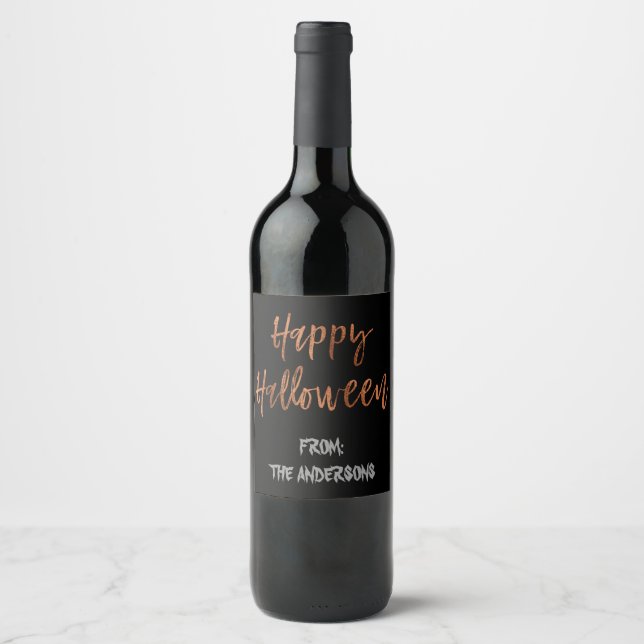 Rótulo de Garrafa de Vinho do Halloween Moderno e  (Frente)
