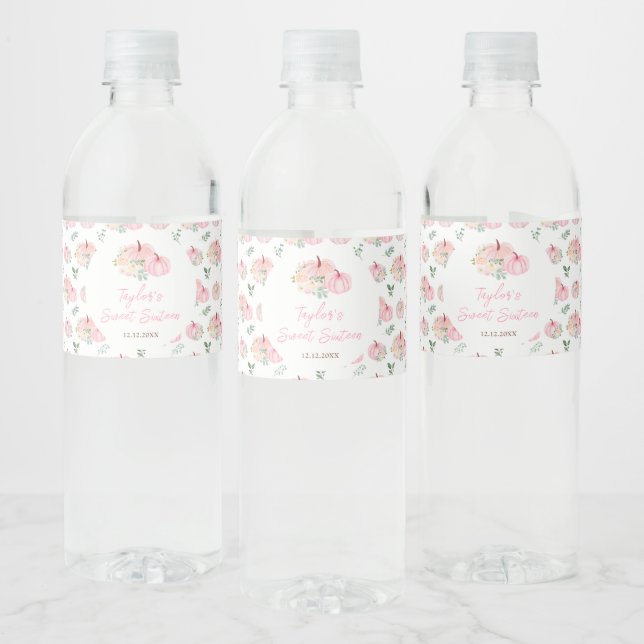 Rótulo De Garrafa De Vinho Doze Anos Flor de Abóboras Rosas (Garrafas)