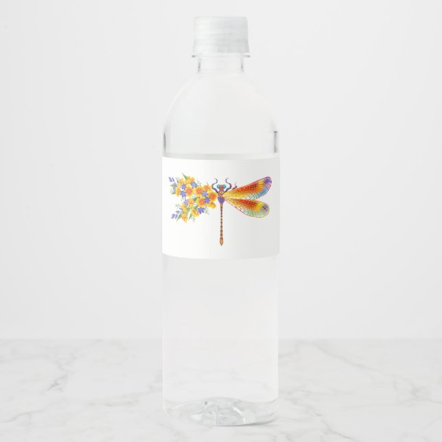 Rótulo De Garrafa De Vinho Dragonfly Amarelo (Frente)