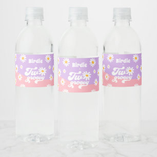 Rótulo De Garrafa De Vinho Duas Festas Retro Daisy de Festa de segundo aniver