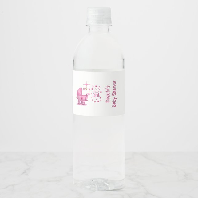 Rótulo De Garrafa De Vinho É um Chá de Bebê Menina (Frente)