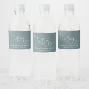 Rótulo De Garrafa De Vinho É um Menino! Chamada de Caligrafia Minimalista par