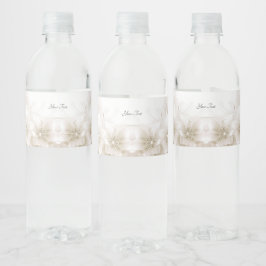 Rótulo De Garrafa De Vinho Elegant Ivory White Flowers Water Bottle Label