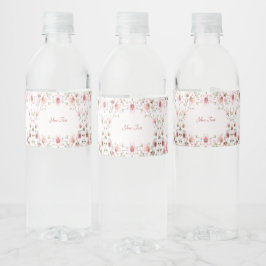 Rótulo De Garrafa De Vinho Elegant Pink White Floral Water Bottle Label