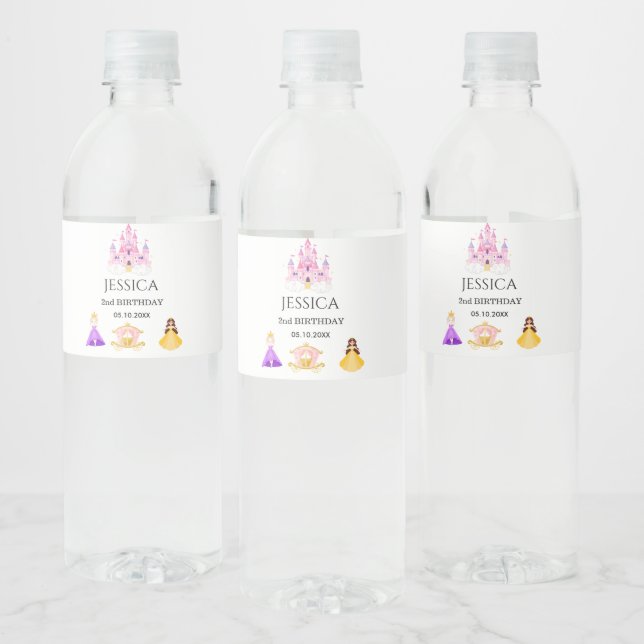 Rótulo De Garrafa De Vinho Elegant Princess Birthday Celebration (Garrafas)