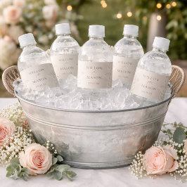 Rótulo De Garrafa De Vinho Elegante Clássico Casamento Barroco Marfim