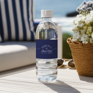 Rótulo De Garrafa De Vinho Elegante Despedida de Solteira Azul-Marinho Modern