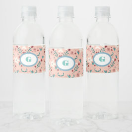 Rótulo De Garrafa De Vinho Elegante Floral Rosa