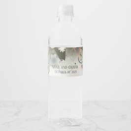 Rótulo De Garrafa De Vinho Elegante Inspiração Floral Casamento Personalizado