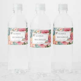 Rótulo De Garrafa De Vinho Elegante Watercolor Wedding Floral Boho