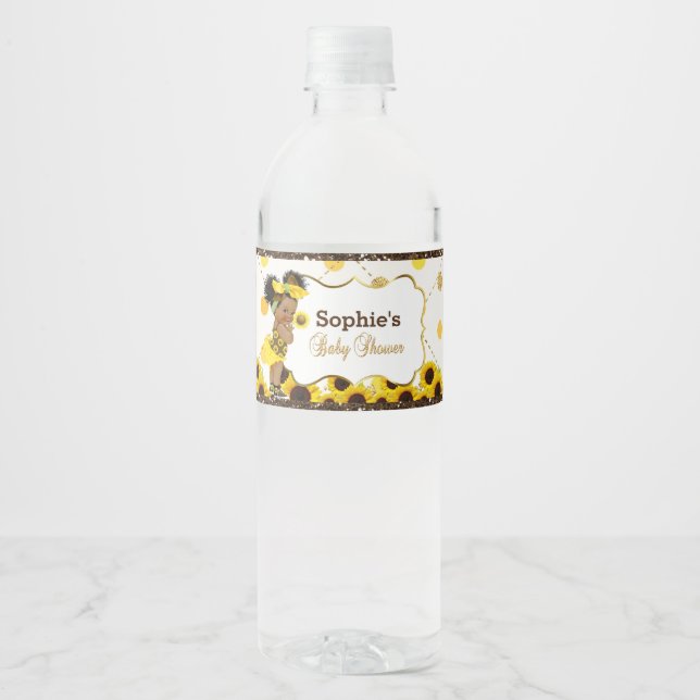 Rótulo De Garrafa De Vinho Embalagem de garrafa de água de girassol (Frente)