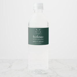 Rótulo De Garrafa De Vinho Emerald Green Modern Monogram Golf Wedding