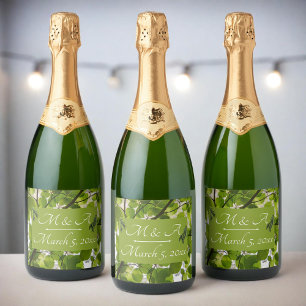 Rótulo de Garrafa de Vinho Espumante de Casamento