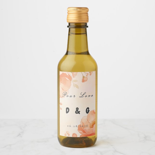 Rótulo de Garrafa de Vinho Espumante Rosa Floral (Frente)