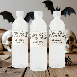 Rótulo De Garrafa De Vinho Esqueleto de Halloween personalizado e Aniversário