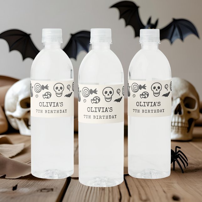 Rótulo De Garrafa De Vinho Esqueleto de Halloween personalizado e Aniversário (Criador carregado)