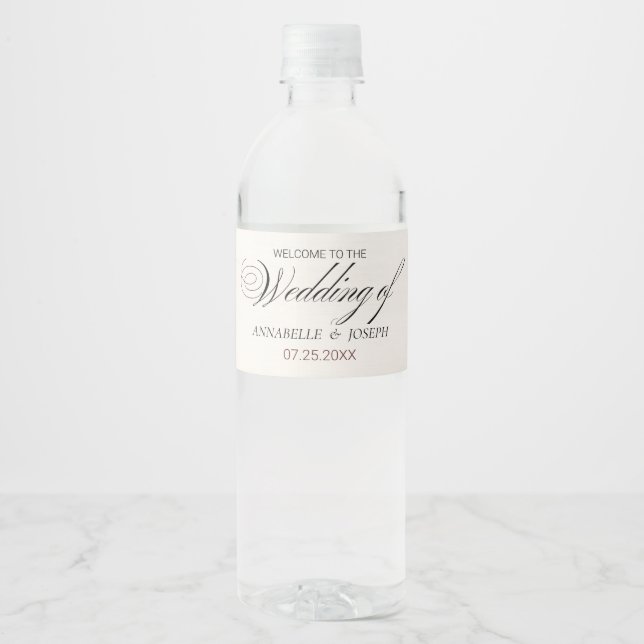 Rótulo De Garrafa De Vinho Estética de verão rústico Casamento de flores silv (Frente)