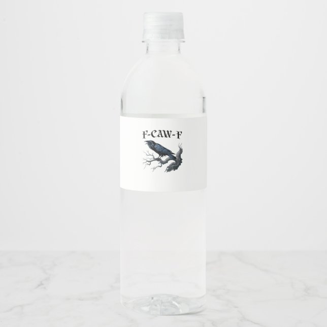 Rótulo De Garrafa De Vinho F-Caw-F Pássaro Engraçado Corvo (Frente)