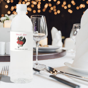 Rótulo De Garrafa De Vinho Fantasia de Rosas vermelhas de Dragão Negro