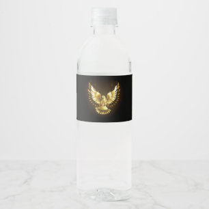 Rótulo De Garrafa De Vinho Faux Gold Foil Peace Dove em Preto