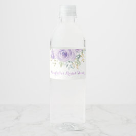 Rótulo De Garrafa De Vinho Favoritos de Rosa de Flor de Aquarela Dourada Roxa