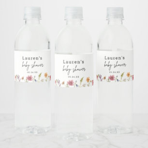 Rótulo De Garrafa De Vinho Favoritos para Chá de Bebê Pequena Flor Silvestre