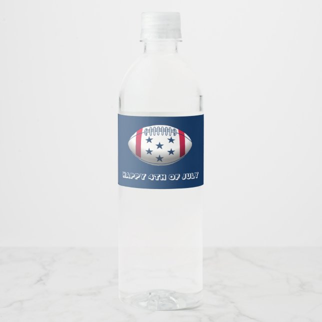 Rótulo De Garrafa De Vinho Feliz 4 de Julho Futebol (Frente)