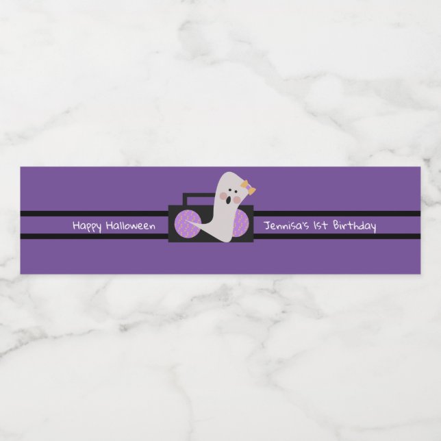 Rótulo De Garrafa De Vinho Feliz Aniversário do Fantasma Roxo (Rótulo Único)