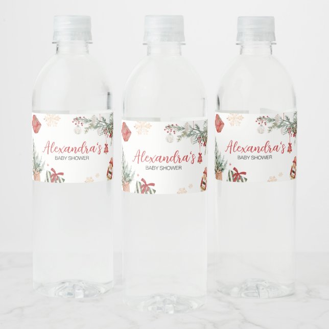 Rótulo De Garrafa De Vinho Feliz de inverno Pequeno Chá de fraldas de Natal (Garrafas)