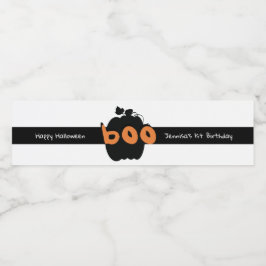 Rótulo De Garrafa De Vinho Feliz primeiro aniversario de Abóbora do Halloween